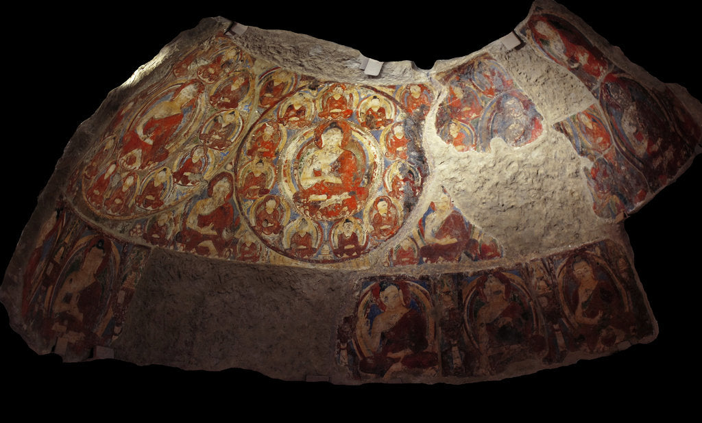 Detail of Fragment of the Fresco with Buddhas in the cupola of a grotto by Anonymous