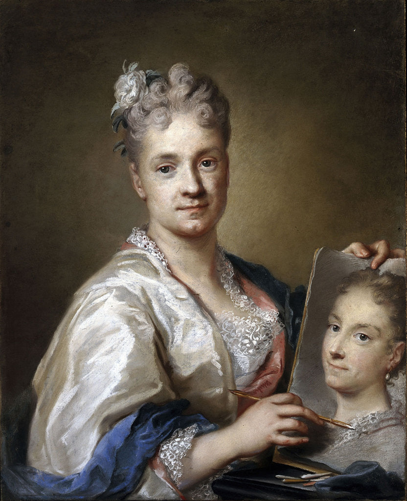 Detail of Self-portrait with sisters portrait, 1715 by Anonymous