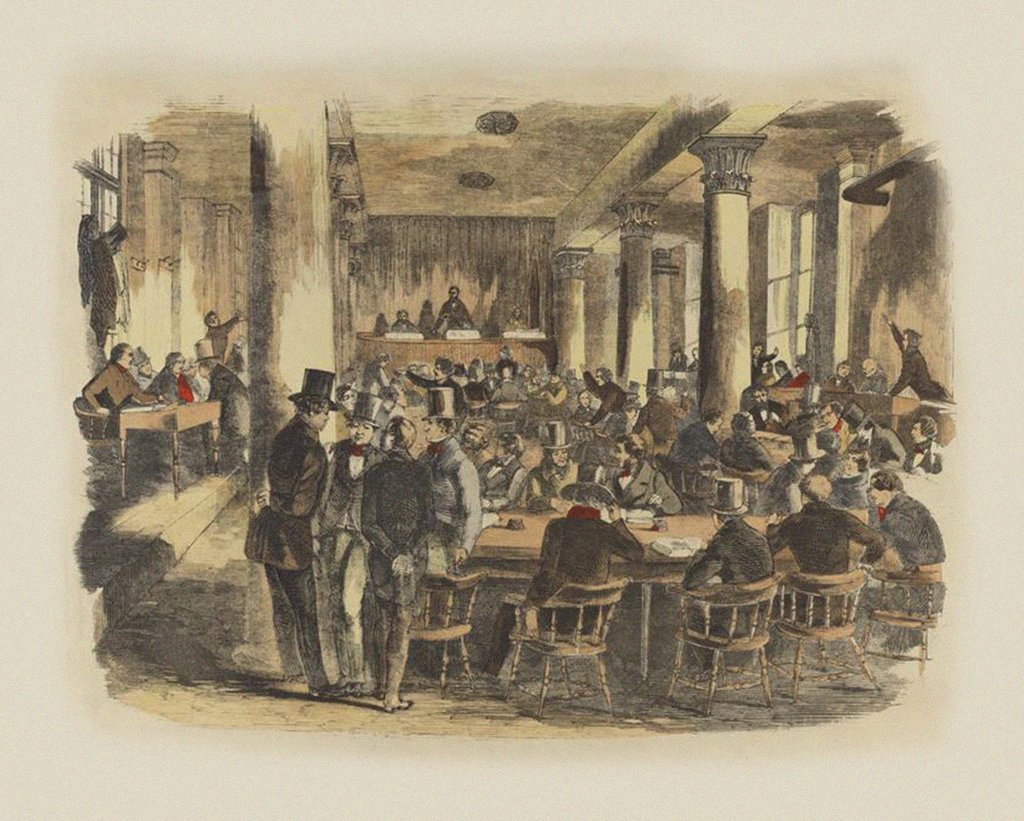 Detail of Scene at the Stock Exchange, New York In 1850, 1870s by Anonymous