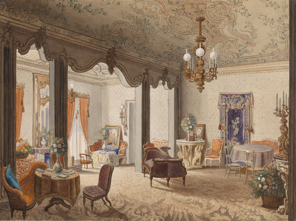 Detail of Drawing Room of Empress Alexandra Feodorovna at the Villa Butera near Palermo, 1846 by Anonymous
