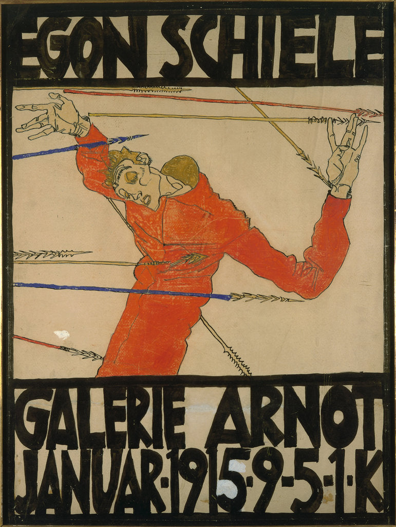 Detail of Self-portrait as Saint Sebastian. Poster for Schieles Exhibition at the Arnot Gallery, 1915 by Anonymous