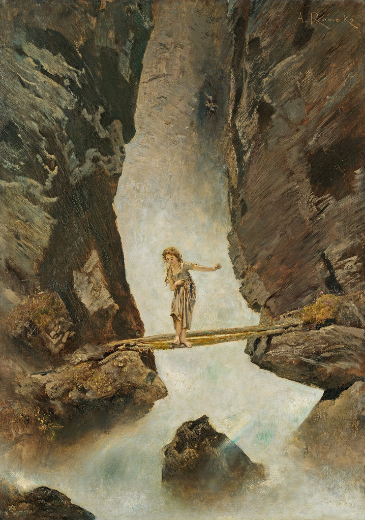 Detail of Girl Crossing a Mountain Torrent, 1880-1882 by Anonymous