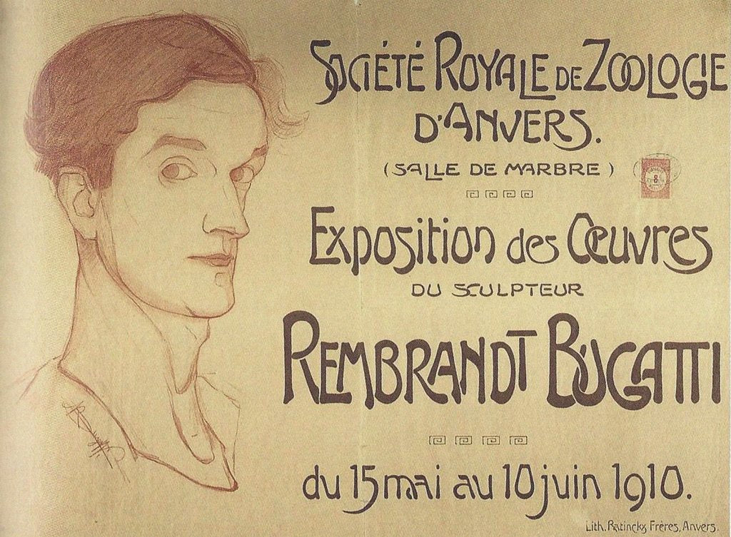 Detail of Self-portrait. Poster for Rembrandt Bugattis Antwerp Exposition, c. 1910 by Anonymous