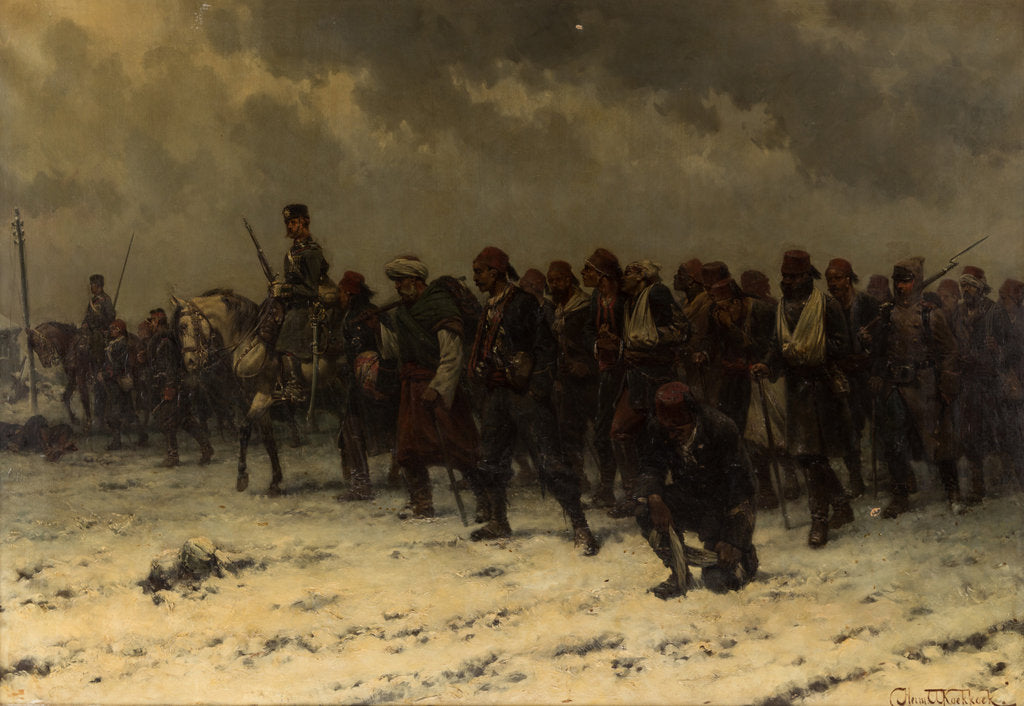 Detail of Russian Cavalry and Infantry Escorting Ottoman Prisoners, c. 1916 by Anonymous