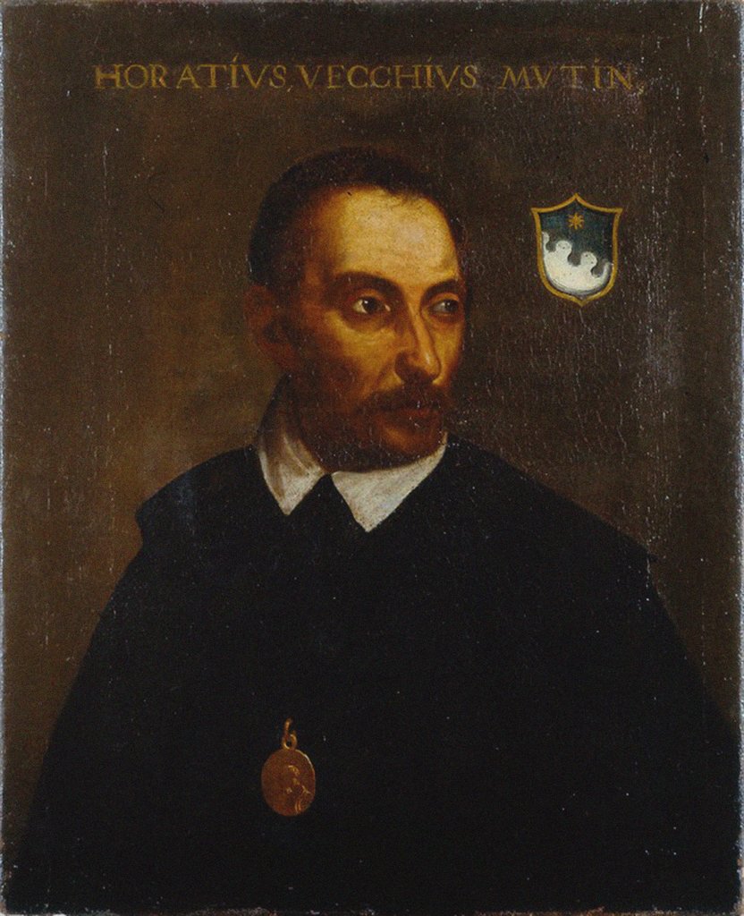 Detail of Portrait of the composer Orazio Vecchi, ca. 1587-1596 by Anonymous