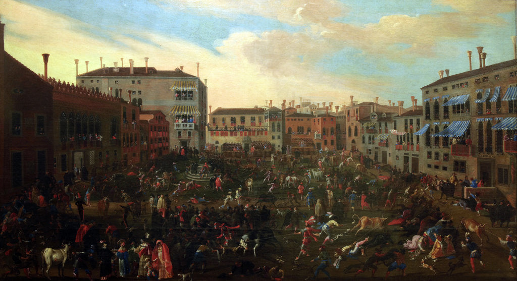 Detail of Bull Hunting in Campo San Polo (Caccia ai tori in Campo San Polo), ca 1640-1645 by Anonymous