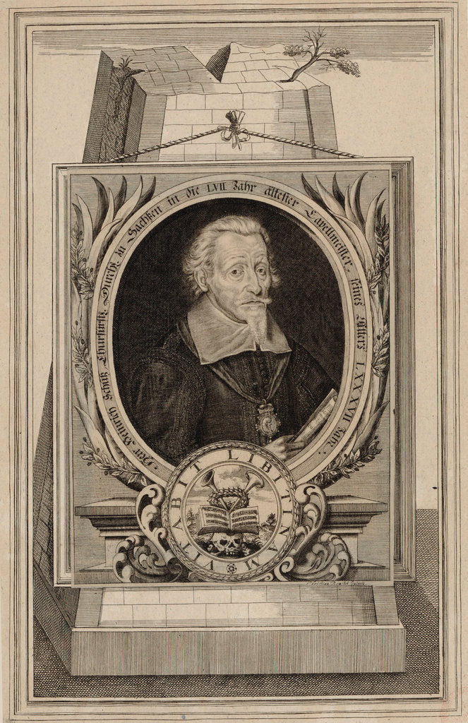 Detail of Portrait of the composer Heinrich Schütz, 1672 by Anonymous