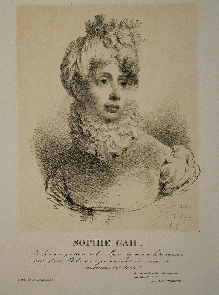 Detail of Portrait of the singer and composer Edmée Sophie Gail, 1819 by Anonymous