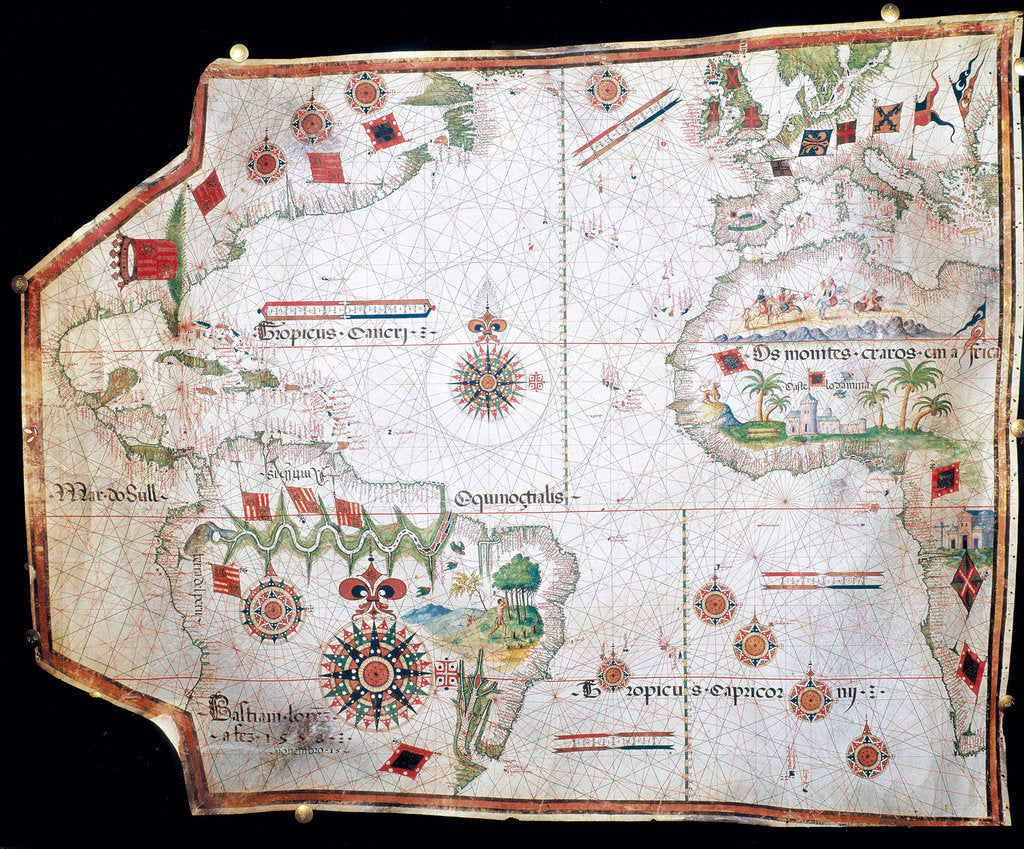 Detail of Nautical chart, 1558 by Anonymous