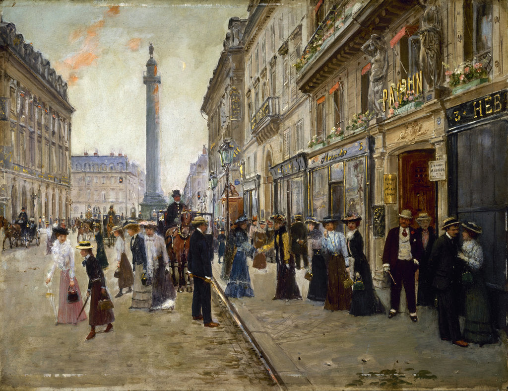 Detail of Workers leaving the Maison Paquin, in the Rue de La Paix, c. 1912 by Anonymous