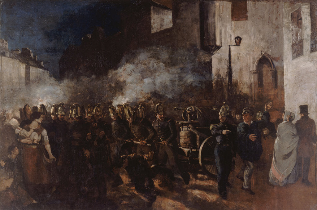Detail of Firemen running to a blaze, 1851 by Anonymous