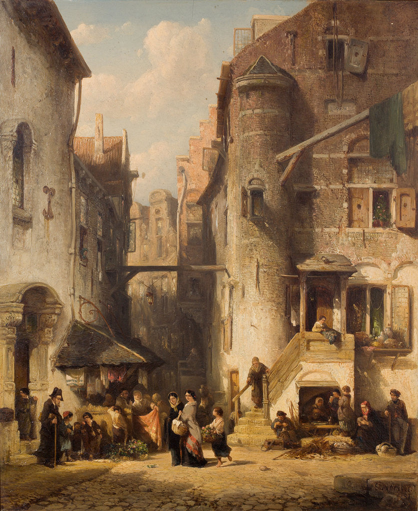Detail of A street in Amsterdams Jewish quarter, 1851 by Anonymous