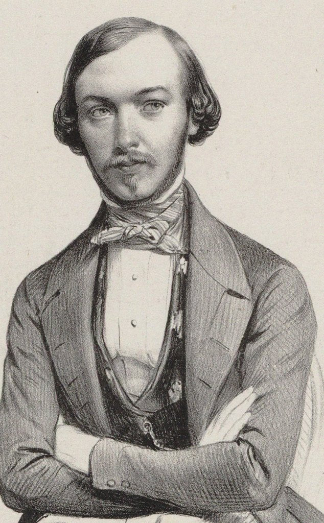 Detail of Portrait of the composer Alexandre Batta, 1830-1840s by Anonymous