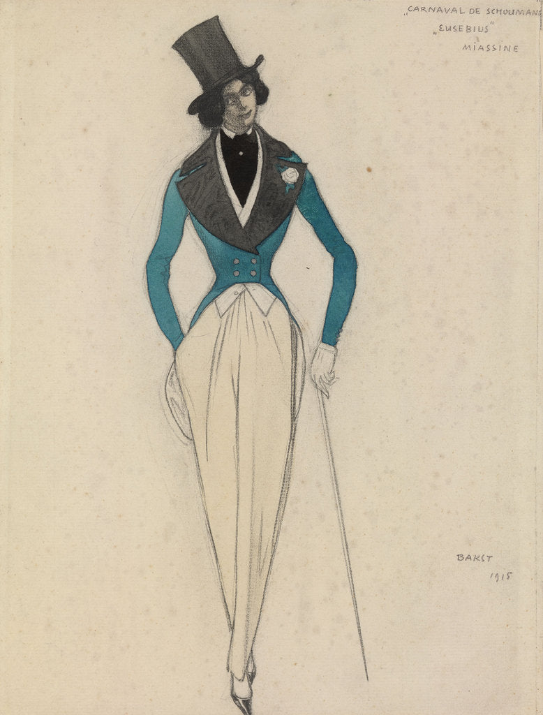 Detail of Costume design for the ballet Carnaval by R. Schumann, 1915 by Anonymous