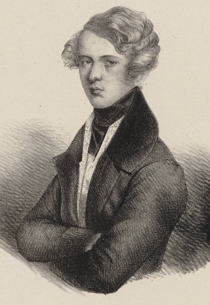 Detail of Portrait of the composer Theodor Döhler, First half of the 19th cent by Anonymous