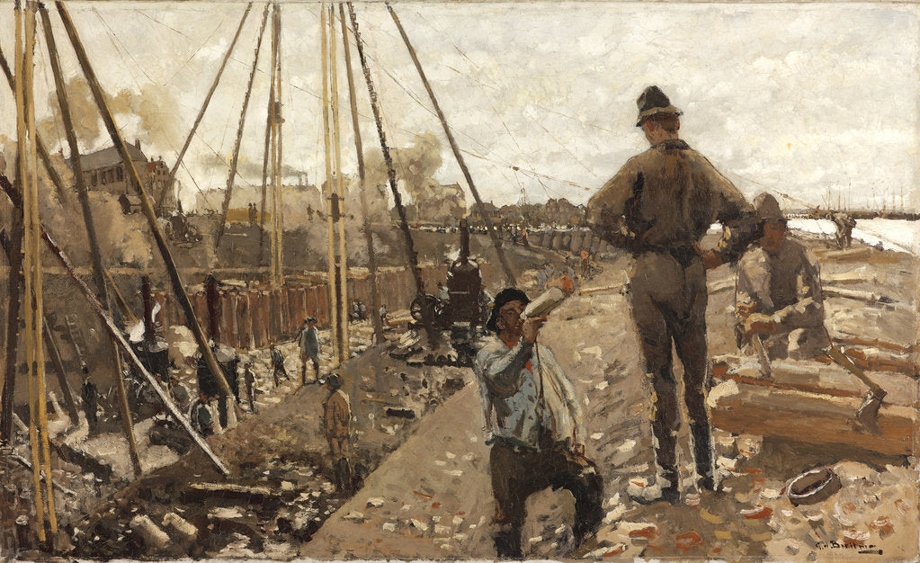 Detail of The pile driving on the Van Diemenstraat in Amsterdam, 1897 by Anonymous