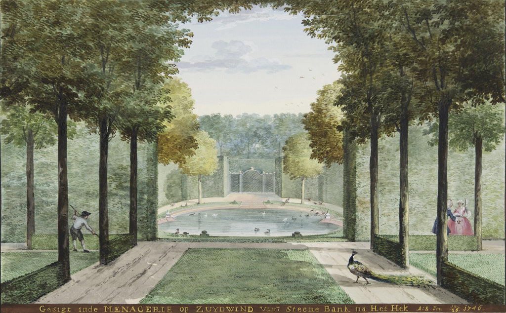 Detail of The garden with the menagerie of the Huis Zuydwind at s Gravenzande, 1746 by Anonymous