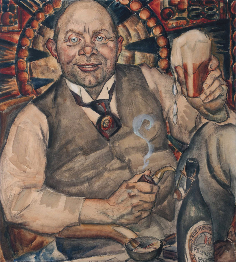 Detail of Piet Boendermaker with beer glass, 1917 by Anonymous