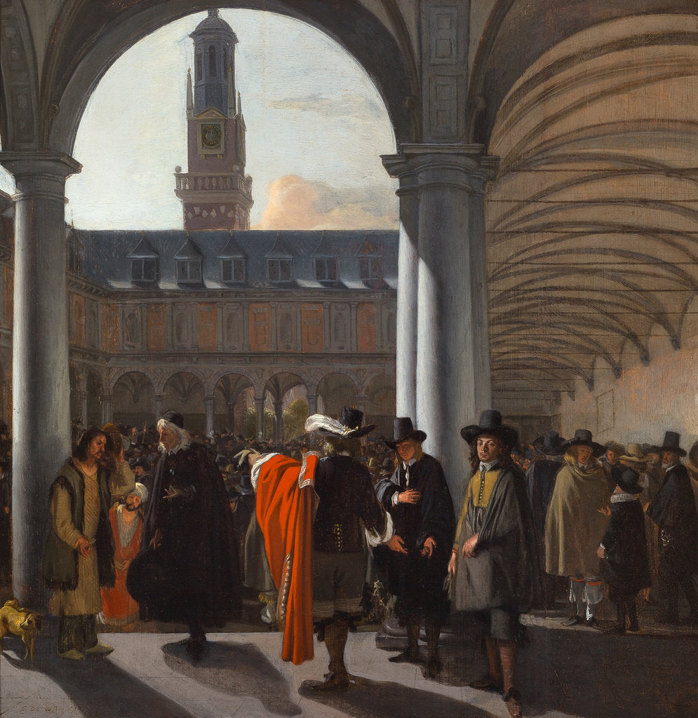 Detail of The Courtyard of the Beurs in Amsterdam, 1653 by Anonymous