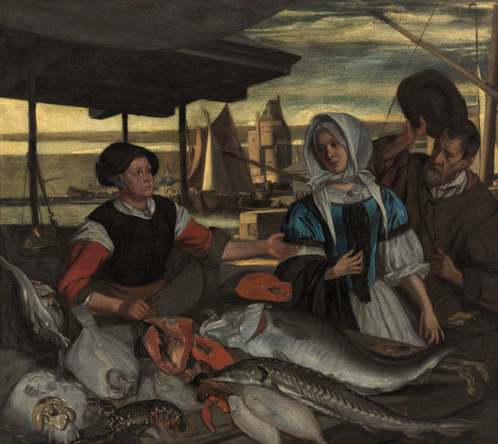 Detail of Fish market at evening, ca 1672 by Anonymous