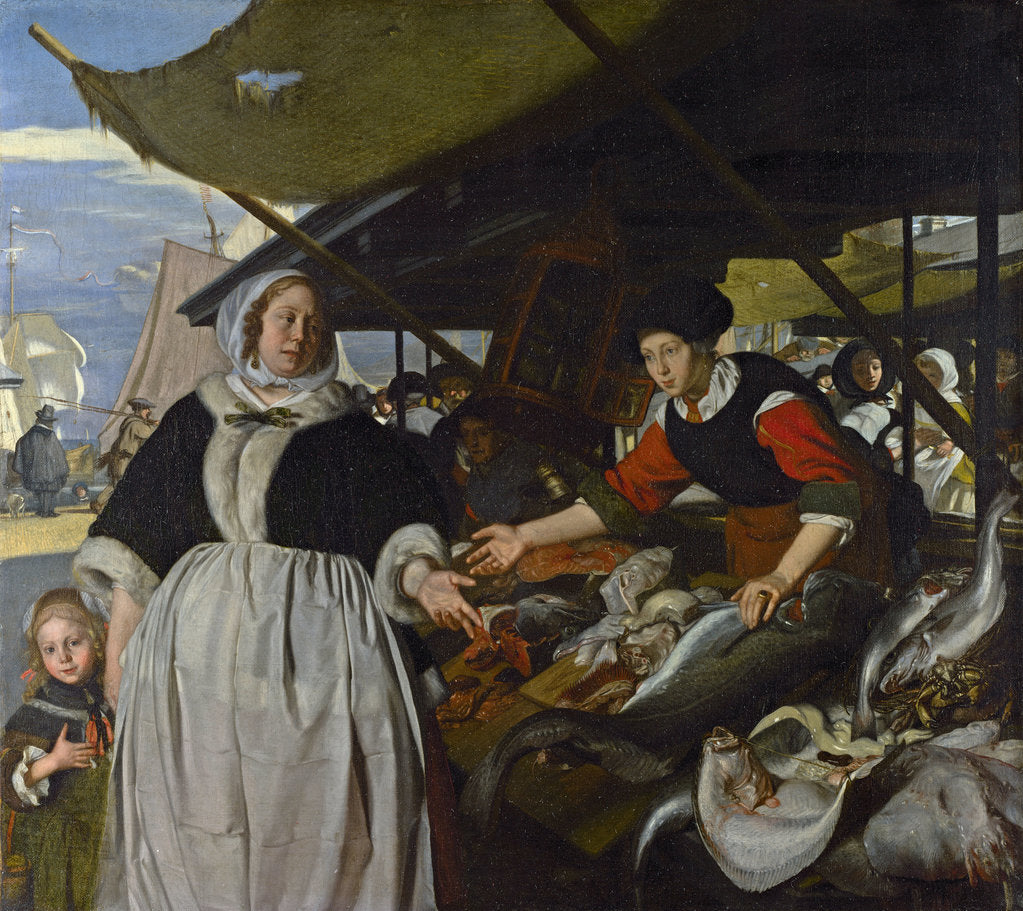 Detail of Adriana van Heusden and her Daughter at the New Fish market in Amsterdam, 1662 by Anonymous