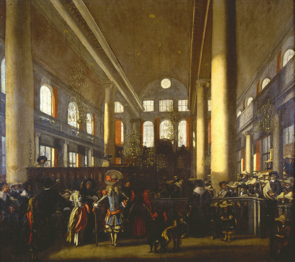 Detail of Interior of the Portuguese Synagogue in Amsterdam, c. 1680 by Anonymous