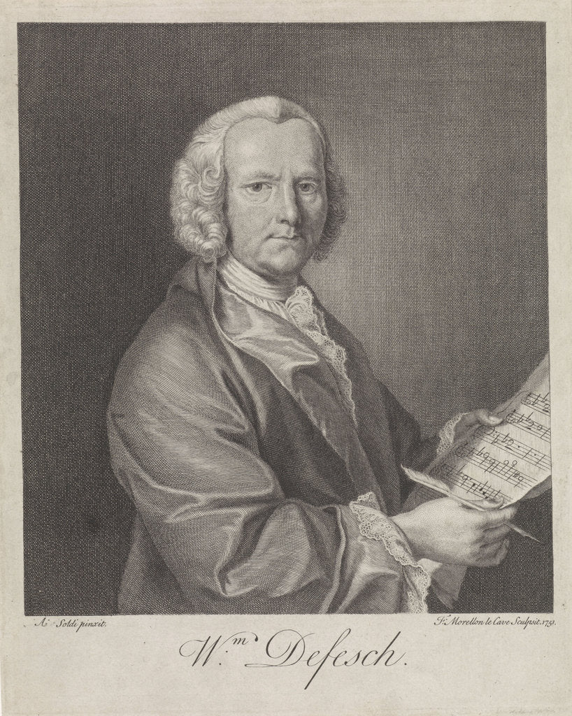 Detail of Portrait of the composer Willem de Fesch, 1751 by Anonymous