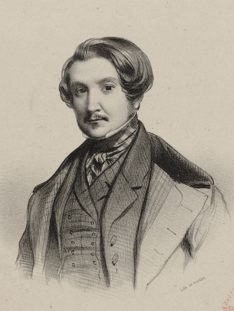 Detail of Portrait of the composer Vincenzo Gabussi, 1835 by Anonymous