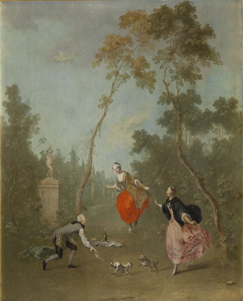 Detail of Lady on a swing by Anonymous
