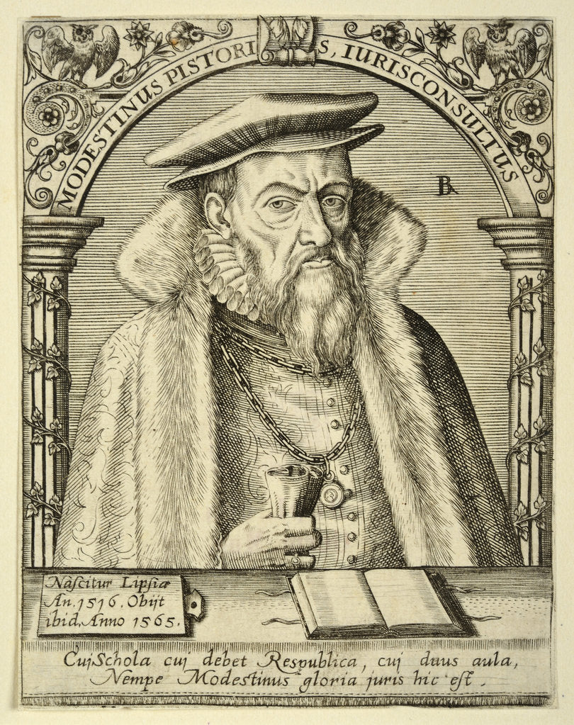 Detail of Portrait of Modestinus Pistoris, ca 1590 by Anonymous