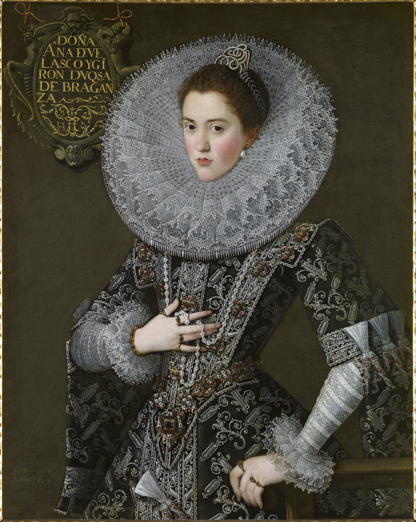 Detail of Portrait of Ana de Velasco y Girón, Duchess of Braganza, ca 1603 by Anonymous