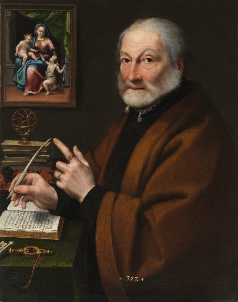 Detail of Portrait of the poet and medallist Giovanni Battista Caselli, 1557-1558 by Anonymous