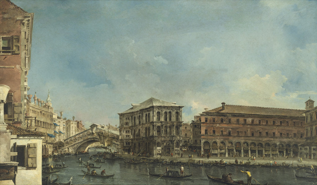 Detail of The Rialto Bridge with the Palazzo dei Camerlenghi in Venice by Anonymous