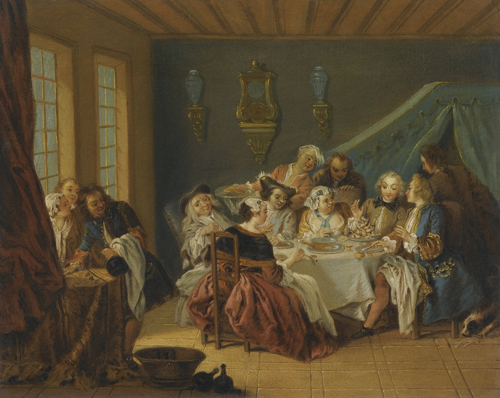 Detail of An Interior With Elegant Figures Dining, by Anonymous