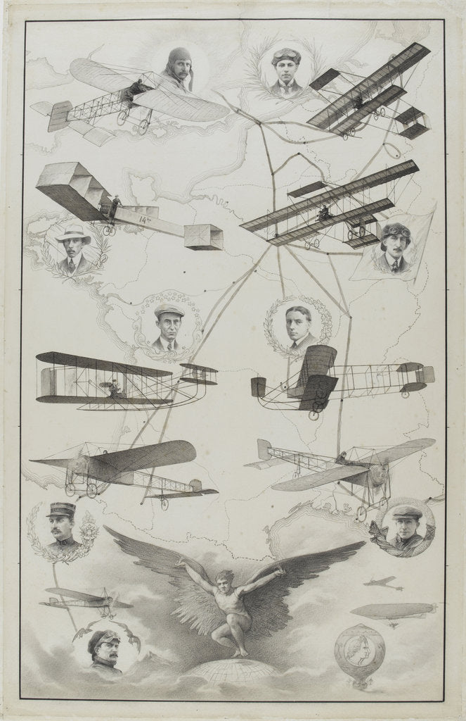 Detail of Aviation pioneers  of France, 1910 by Anonymous