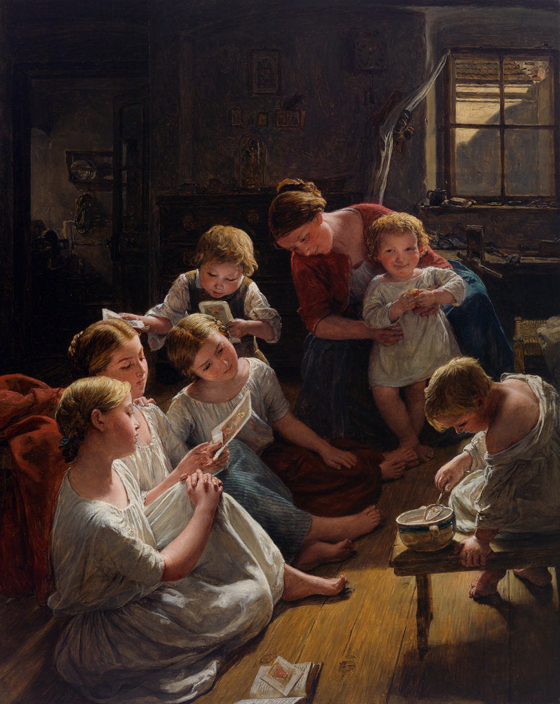 Detail of Children in the morning looking at pictures, 1853 by Anonymous