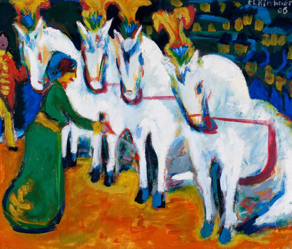 Detail of Circus horses dressage, 1908-1909 by Anonymous