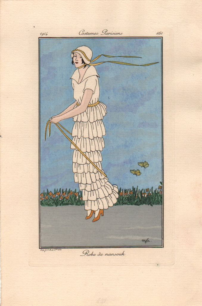 Detail of Costumes Parisiens 161: Robe de nansouk, 1914 by Anonymous