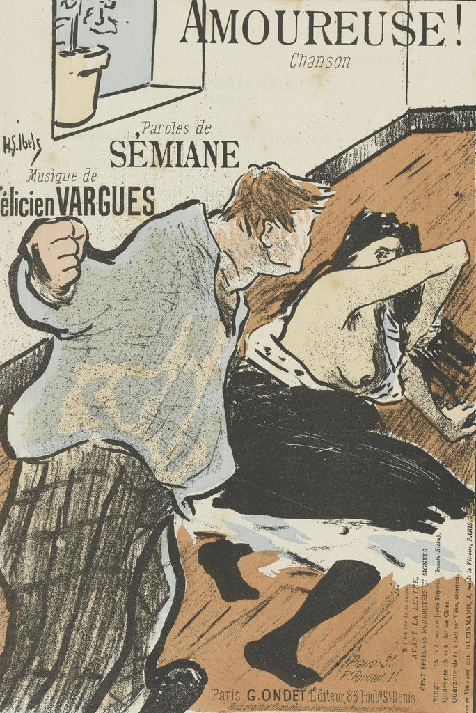 Detail of Cover of the score of Amoureuse! by Félicien Vargues, 1893 by Anonymous
