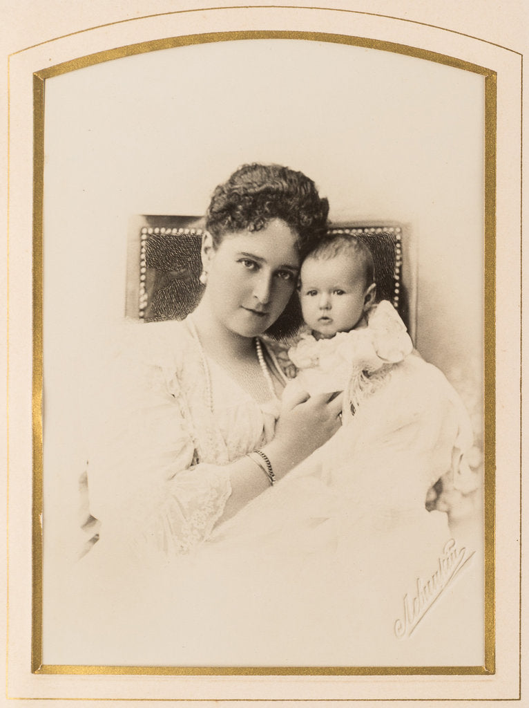 Detail of Empress Alexandra Fyodorovna with the infant Anastasia, fourth and youngest daughter of Nicholas II, by Anonymous
