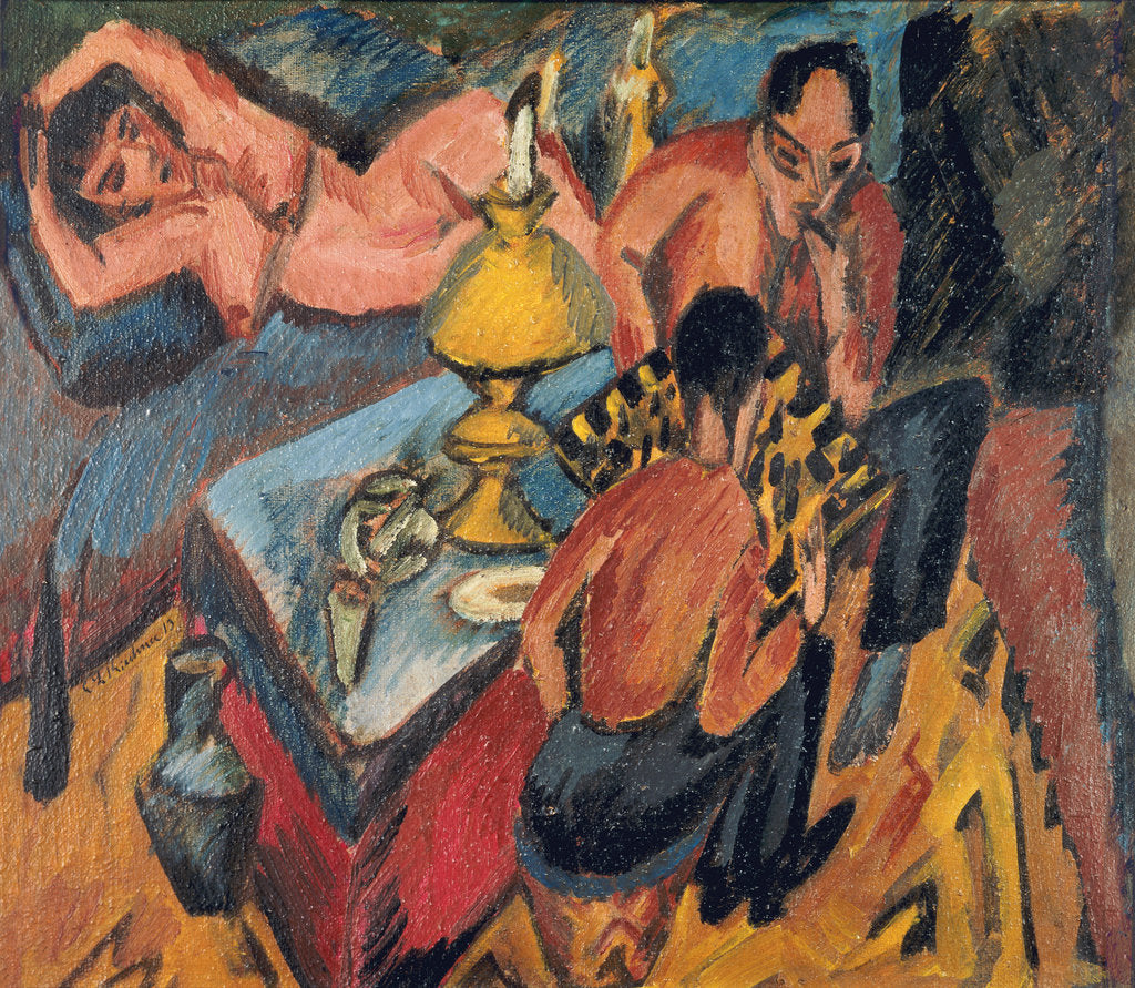 Detail of Erich Heckel and Otto Mueller playing Chess, 1913 by Anonymous