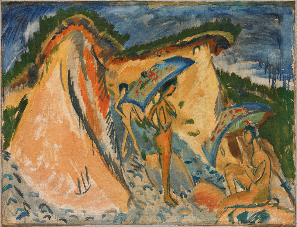 Detail of Fehmarn Dunes With Bathers Under Japanese Umbrellas, 1913 by Anonymous