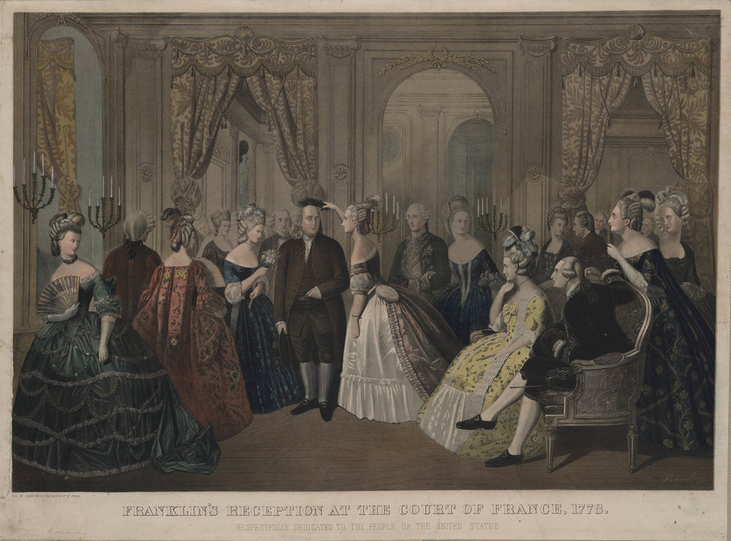 Detail of Franklins reception at the court of France, 1778, 1850s by Anonymous