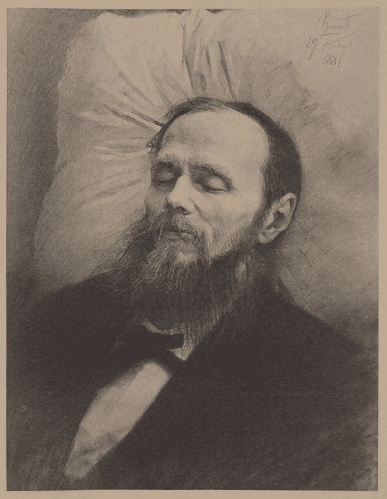 Detail of Fyodor Dostoyevsky on the deathbed, 1881 by Anonymous