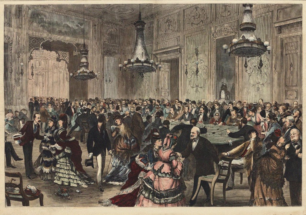 Detail of Interior view of the Gambling House at Wiesbaden in October 7, 1871, 1871 by Anonymous