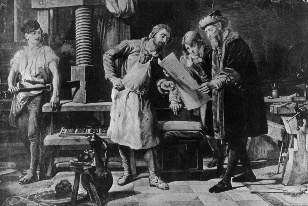 Detail of Johannes Gutenberg in his workshop, by Anonymous
