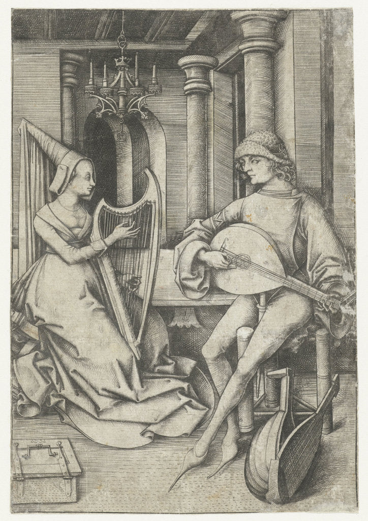 Detail of Luteplayer and Harpist, Late 15th cen by Anonymous