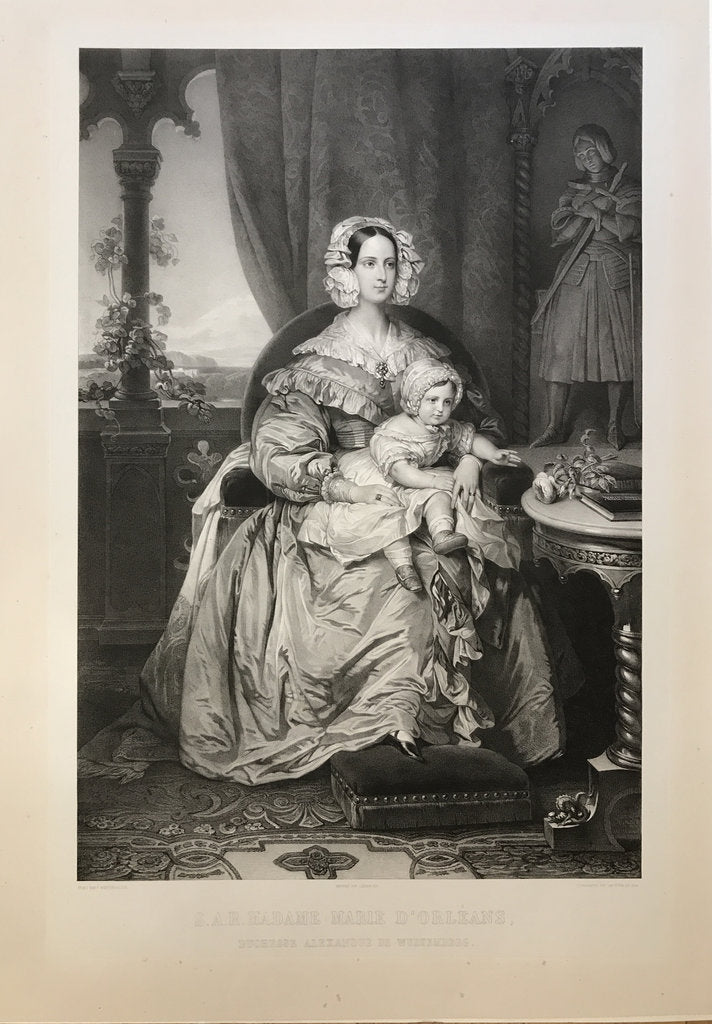 Detail of Marie dOrléans, duchess of Württemberg, with son Philipp, 1844 by Anonymous