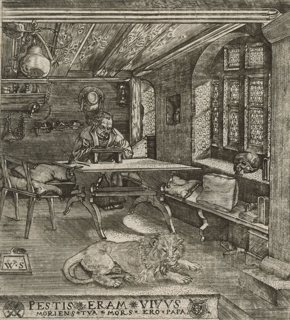Detail of Martin Luther as Saint Jerome in his Cell, c. 1580 by Anonymous