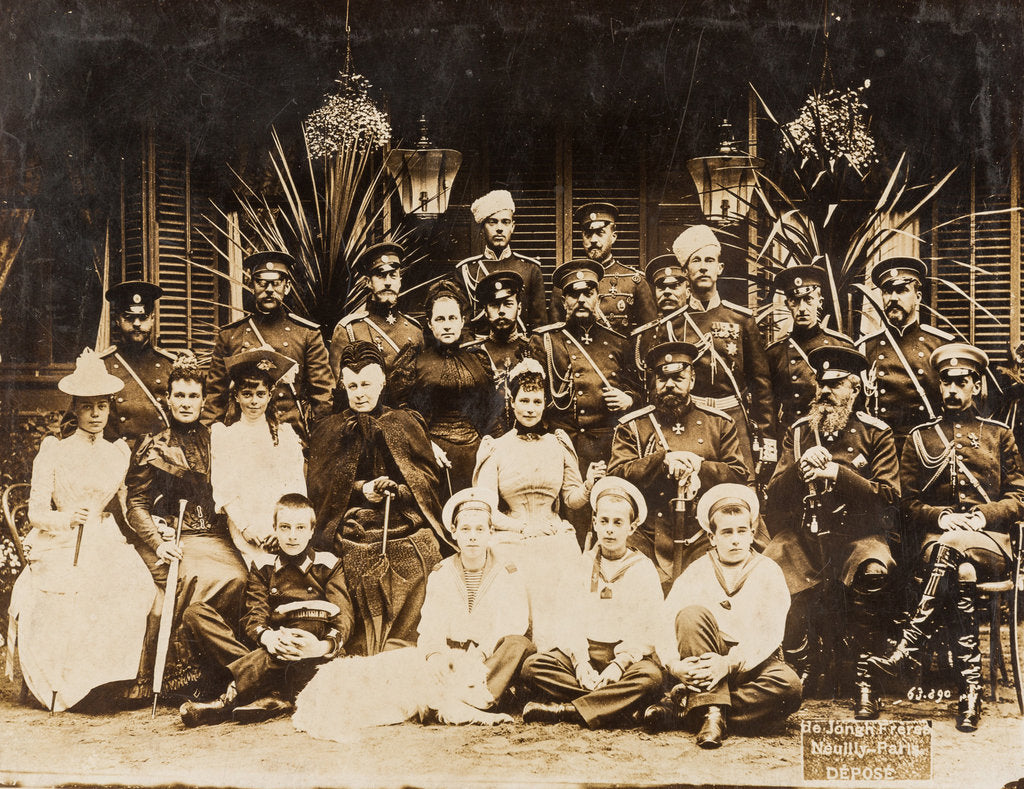 Detail of Members of the Romanov family at the summer military manoeuvres in Krasnoye Selo, 1892 by Anonymous